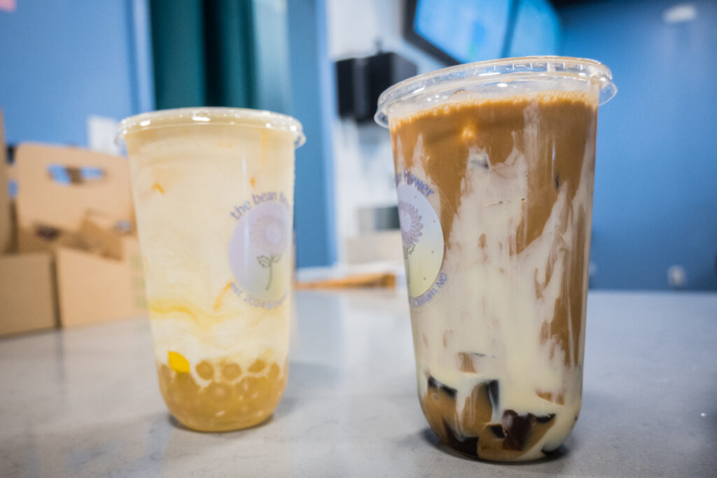 coffee drinks at the bean flower in durham